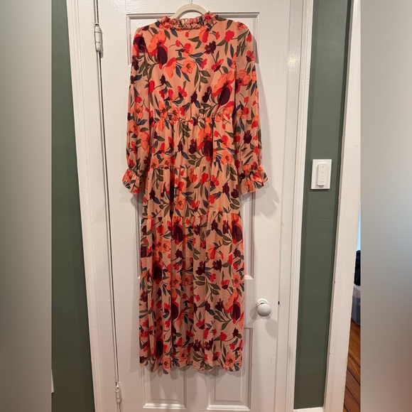Floral V-Neck Ruffle Dress - Picture 2 of 4